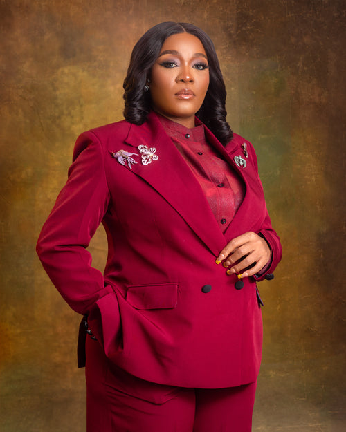 Commandé Burgundy Blazer – Structured Double-Breasted Women’s Power Blazer | Nonnistics