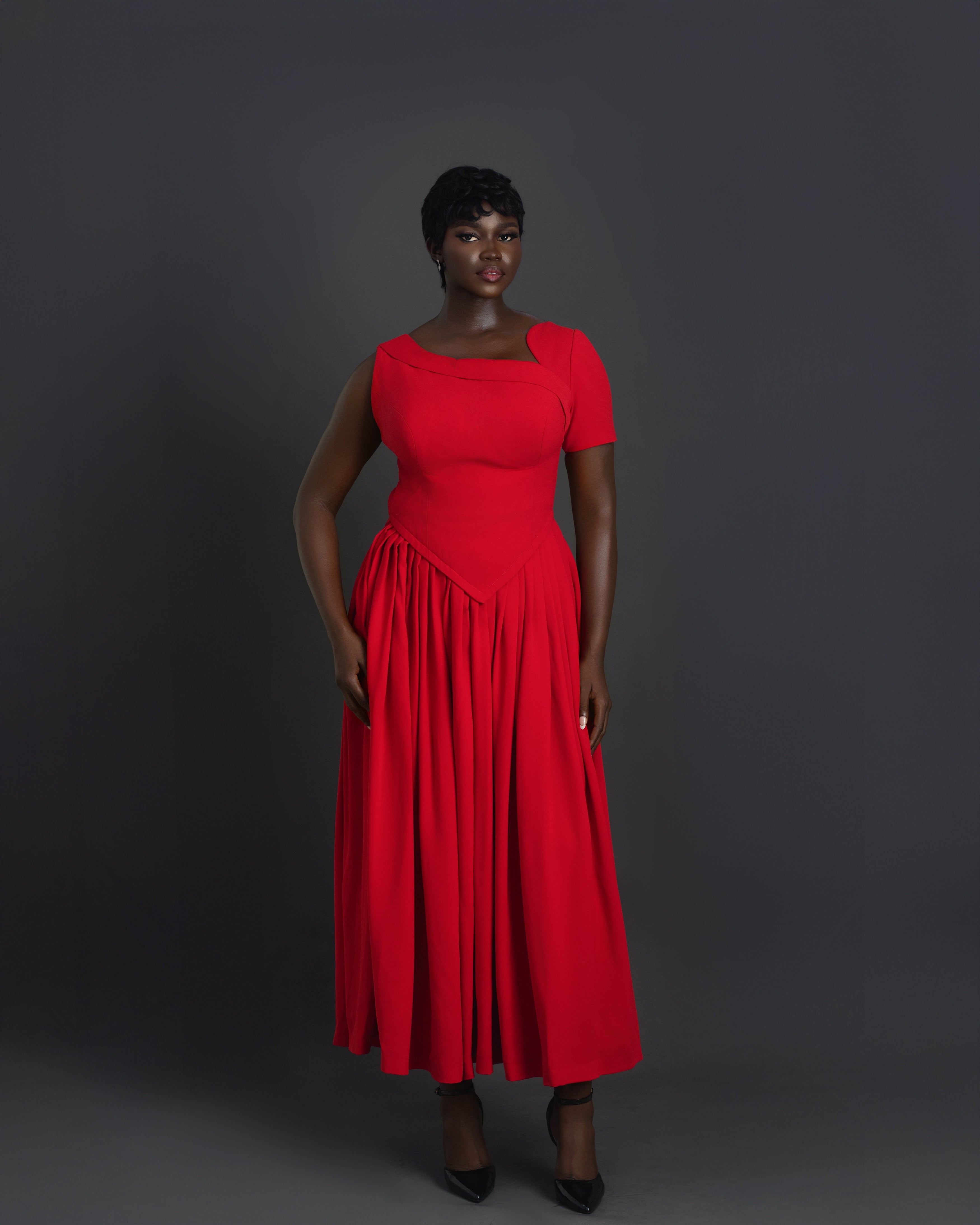 Valencia Midi Dress – Elegant Structured Occasion Dress | Nonnistics