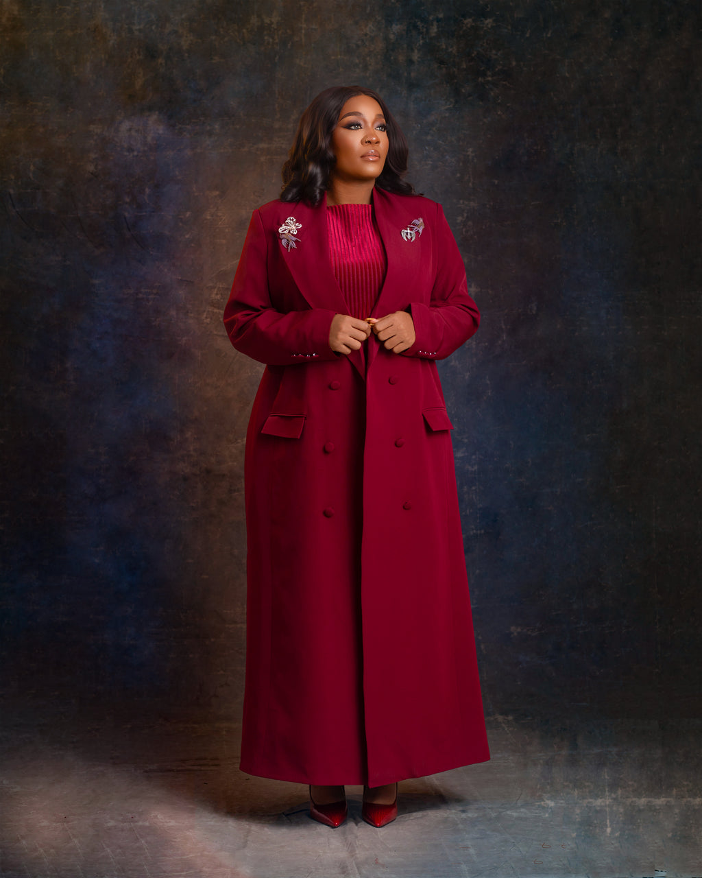 Shayan Longline Burgundy Coat – Luxury Tailored Women’s Statement Coat | Nonnistics