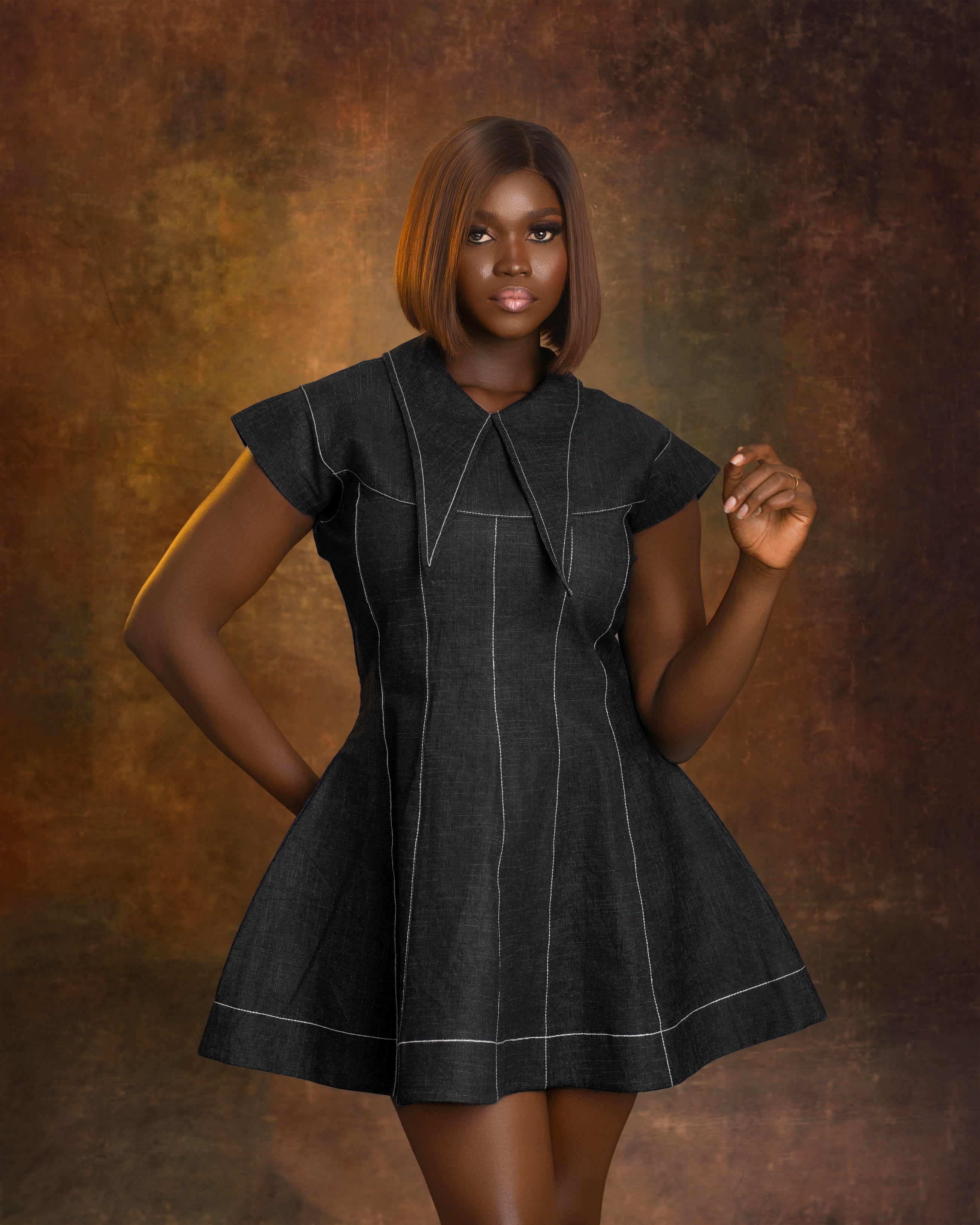 DOMINÁ Mini Denim Dress – Structured Luxury Denim Power Dress | Nonnistics