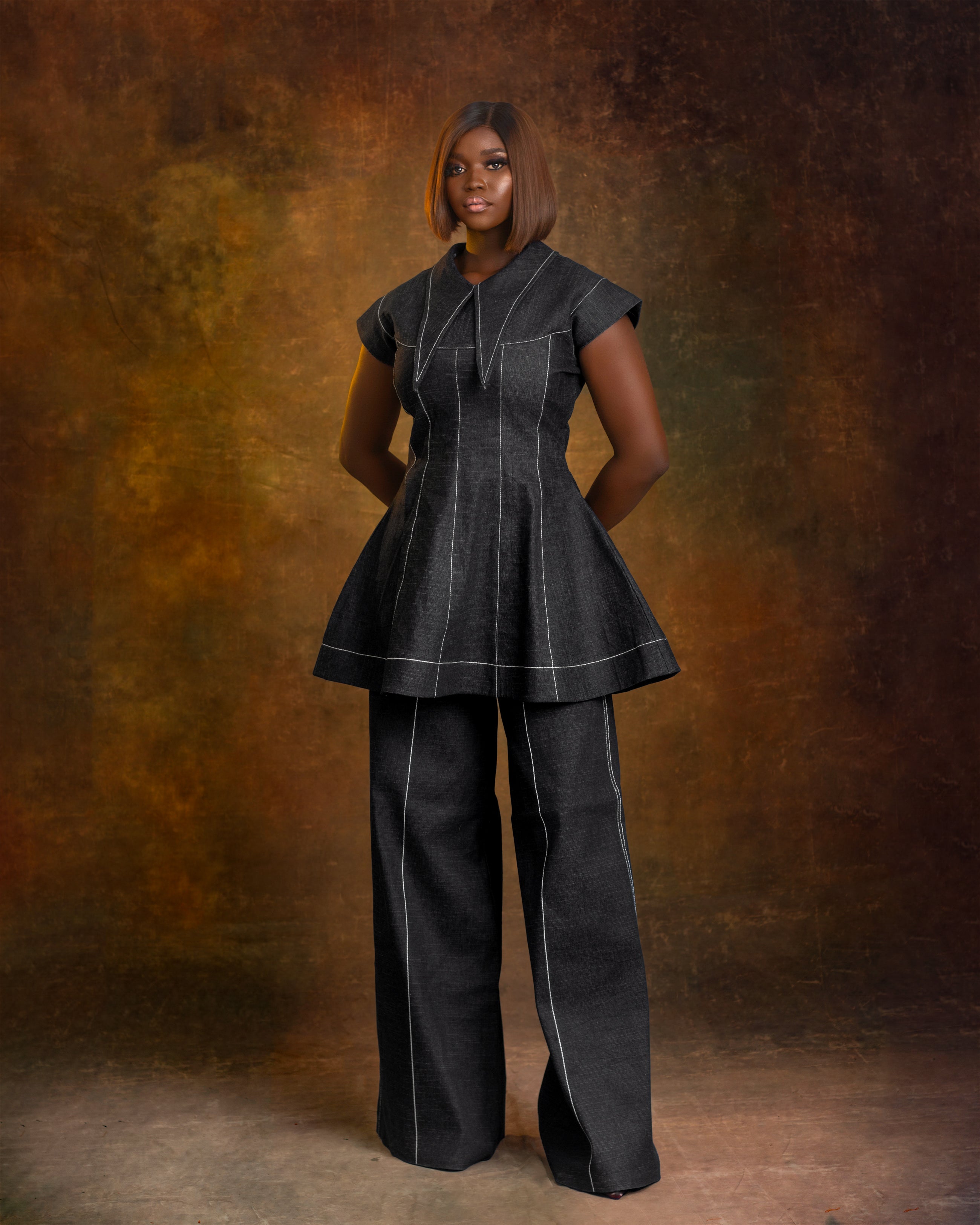 DOMINÁ Wide Leg Denim Pant – Luxury Structured High Waist Denim Trousers | Nonnistics