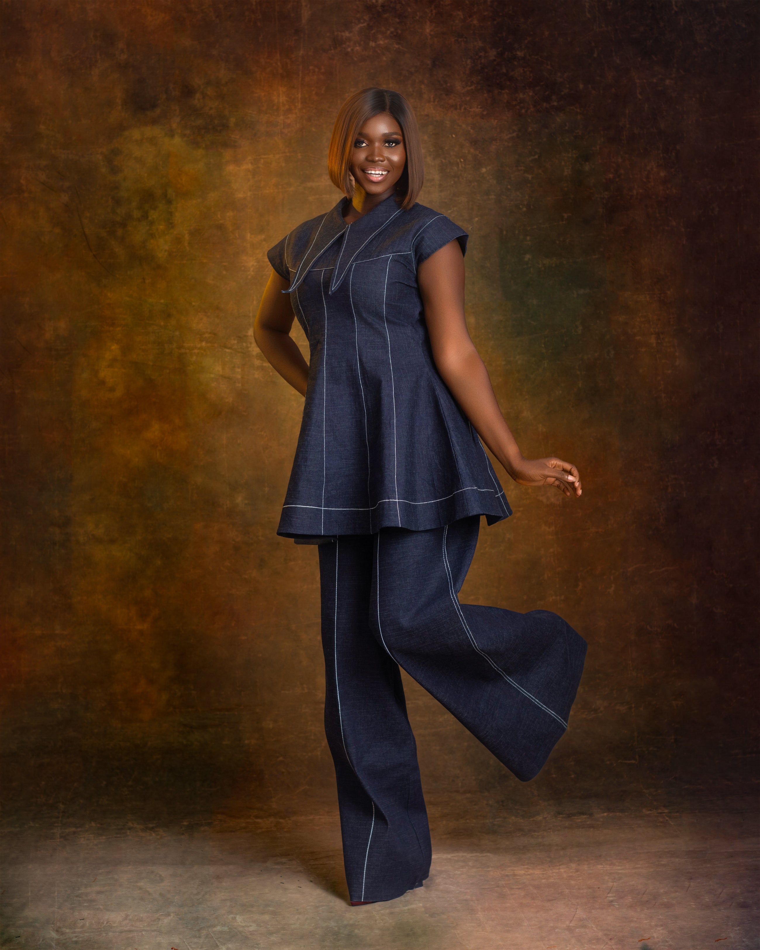 DOMINÁ Wide Leg Denim Pant – Luxury Structured High Waist Denim Trousers | Nonnistics