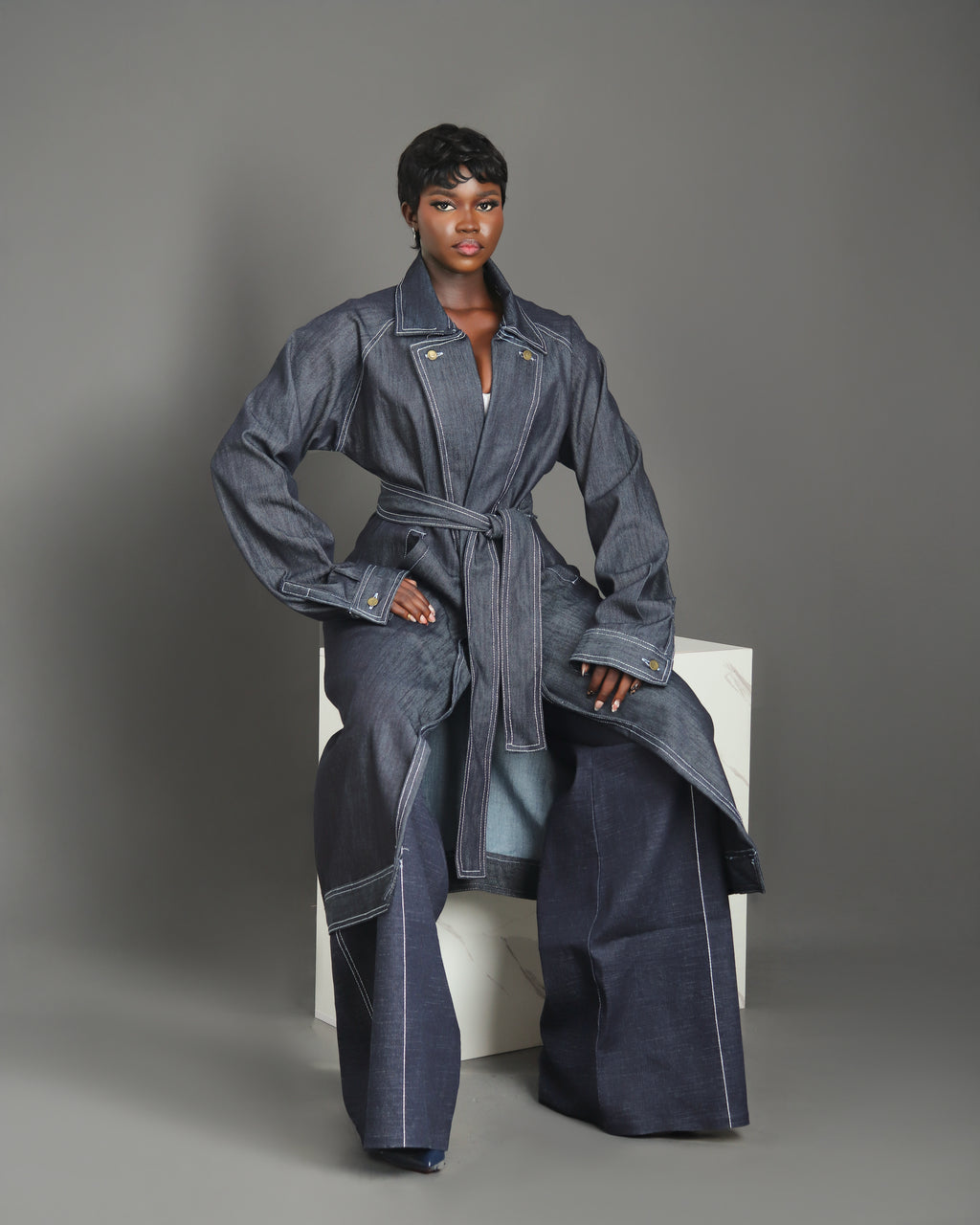Women Renegade Denim Trench Jacket| Luxury Ready-To-Wear by Nonnistics
