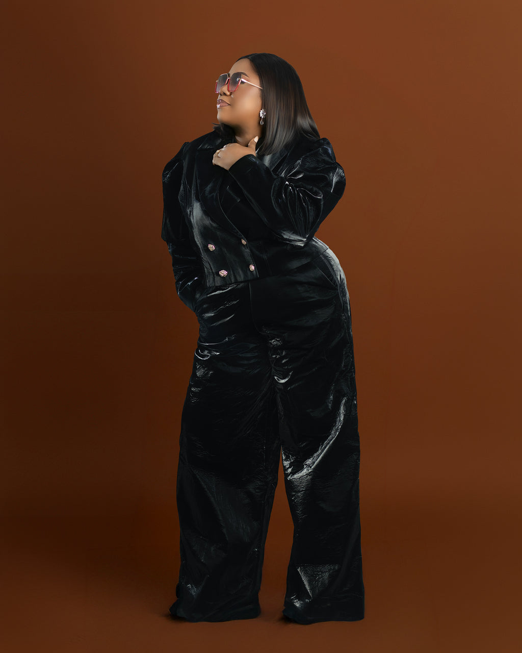 Noiré Faux Leather Wide Leg Pant – Luxury High Waist Statement Trousers | Nonnistics